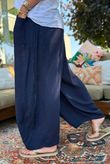 Sandbar Linen Blend Bloom Barrel Pant Navy